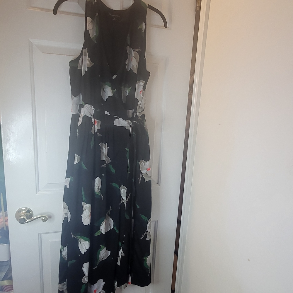 Banana Republic Black Floral Midi Dress